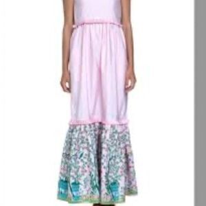 Pink Strapless Dress with Floral Hem - OLIVA JAMES - Brand NWOT Size Small Maxi